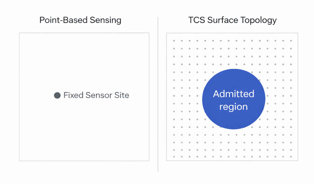 Figure 1-1 : Point-based sensing contrasted with interaction-admitted surface topology.